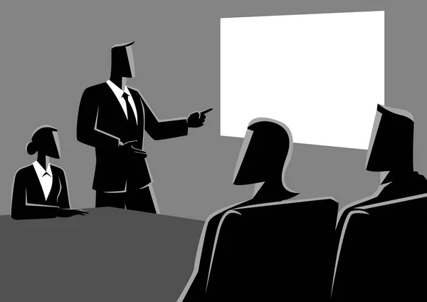 Les gens d'affaires ayant une réunion utilisant un projecteur — Image vectorielle
