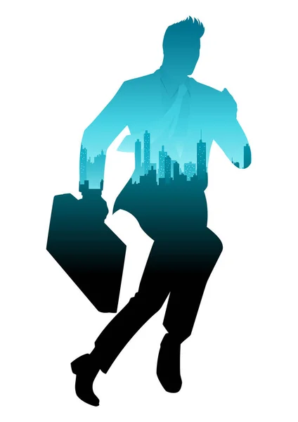 Illustration en silhouette d'un homme d'affaires en marche — Image vectorielle