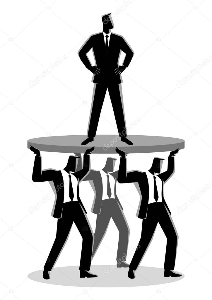 Businessman supported by business colleagues