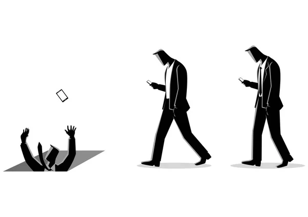 Konzeptillustration von Männern mit Mobiltelefonen, Konzept für Unwissenheit, Auswirkungen auf die sozialen Medien — Stockillustration Auswirkungen auf die sozialen Medien — Stockvektor