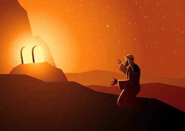 Moses received the Ten Commandments vector Moses received the Ten Commandments vector