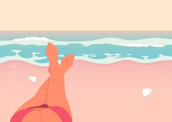 Jambes de femme sur la plage — Image vectorielle