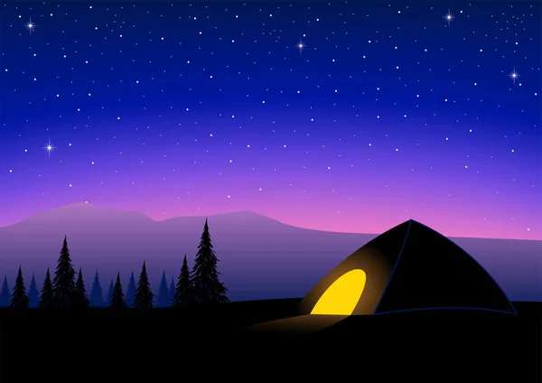 Notte campeggio — Vettoriale Stock