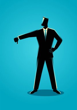Bir iş adamının baş parmağıyla aşağıdan poz vermesi iş konsepti çizimi