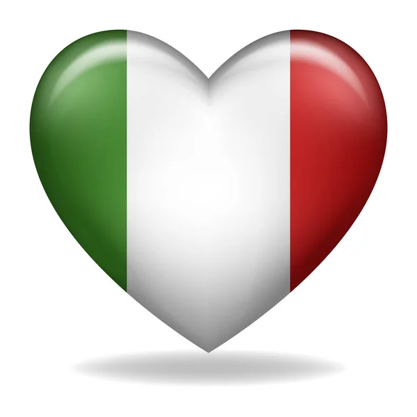 意大利徽章在白色上孤立的心形矢量图解 — 图库矢量图片