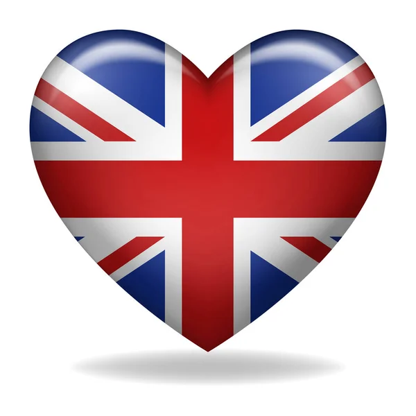 Birleşik Krallık Kalp Şeklinin Vektör Illüstrasyonu Beyaza Izole Edildi — Stok Vektör