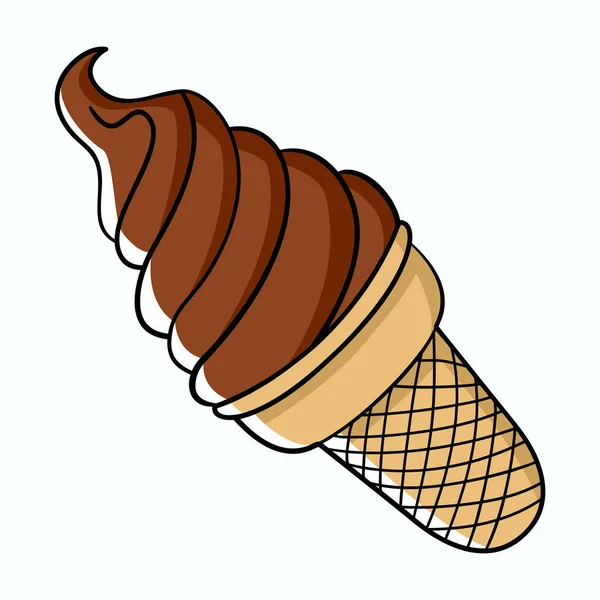 Простая Векторная Иллюстрация Мороженого Вкусом Шоколада — стоковый вектор