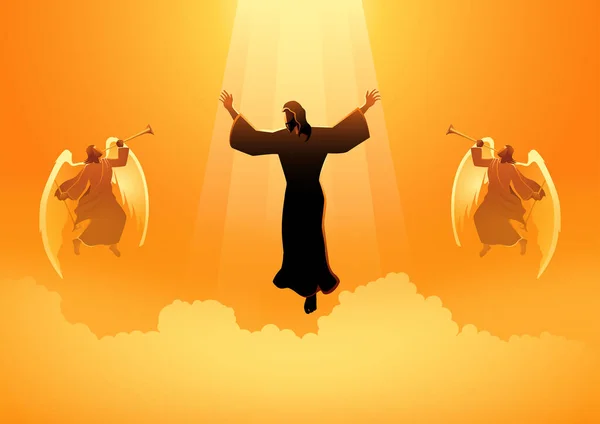 Bijbelse Silhouet Illustratie Serie Hemelvaart Dag Van Jezus Christus Dag — Stockvector