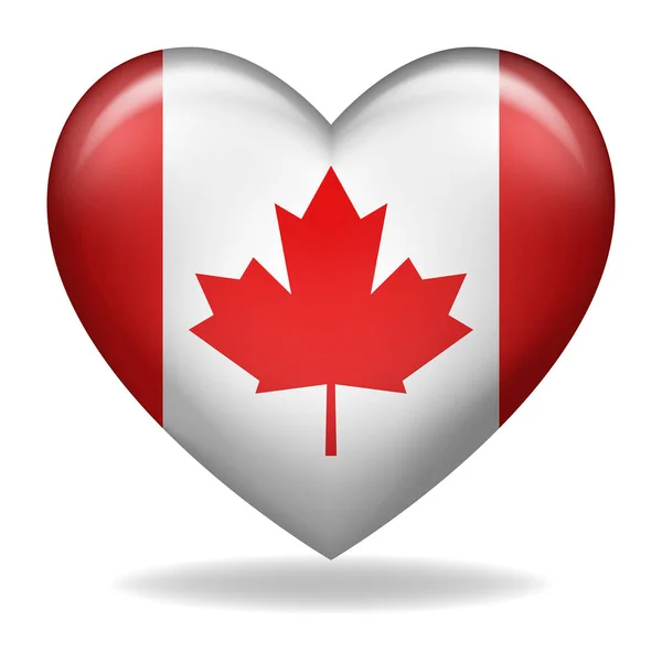 Vector Illustration Heart Shape Canada Insignia Isolated White — Stock Vector