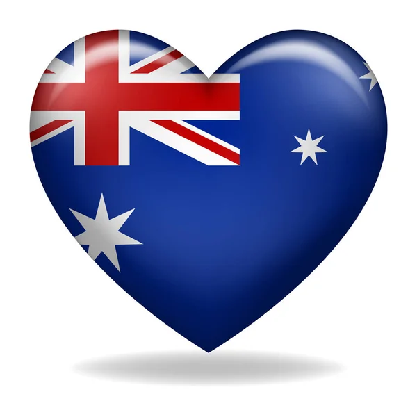 Vector Illustration Heart Shape Australia Insignia Isolated White — Stock Vector