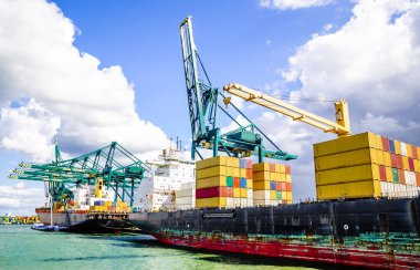 container ship in the port of Antwerp clipart