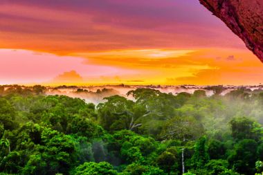 Purple sunset over rainforest by Leticia in Colombia clipart