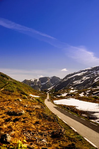 Street in the mountain landscape of norway