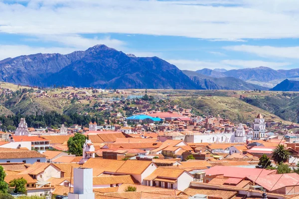 Paisagem urbana da cidade velha colonial de Sucre na Bolívia — Fotografia de Stock