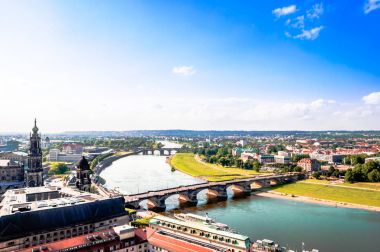 Dresden Frauenkirche Kilisesi üstten panoramik görünüm