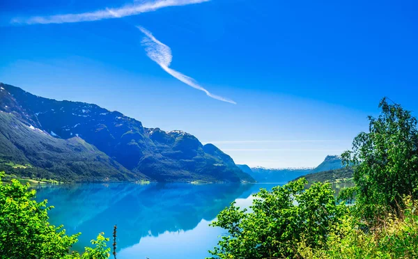 Spring landscape of Sognefjord in Norway — Stock Photo, Image