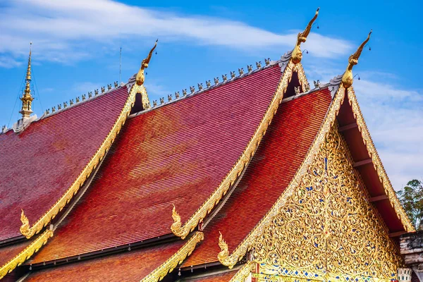 Red roof of Wat Chedi Luang temple in Chiang Mai - Thailand