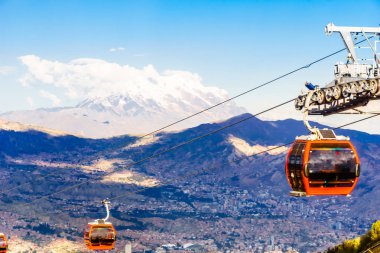 Toplu taşıma araçları ile teleferik Mi Teleferico de La Paz - Bolivya