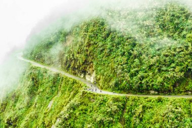Bolivya Yungas sisli ölüm yolda
