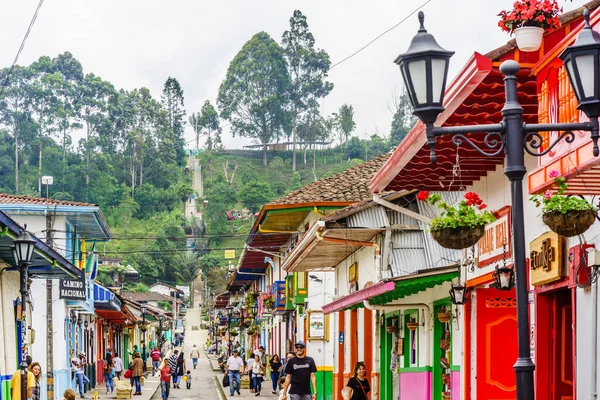 Salento Colombia March 2019 Colorful Decorated Houses Salento Village Colombia — Stock Photo, Image