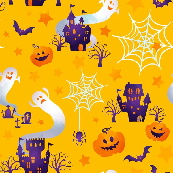 Felice halloween immagine di sfondo da acquerello vernice tocco — Vettoriale Stock