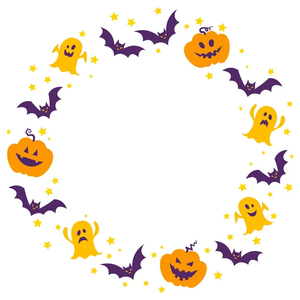 Feliz halloween - marco de adorables motivos de halloween — Vector de stock