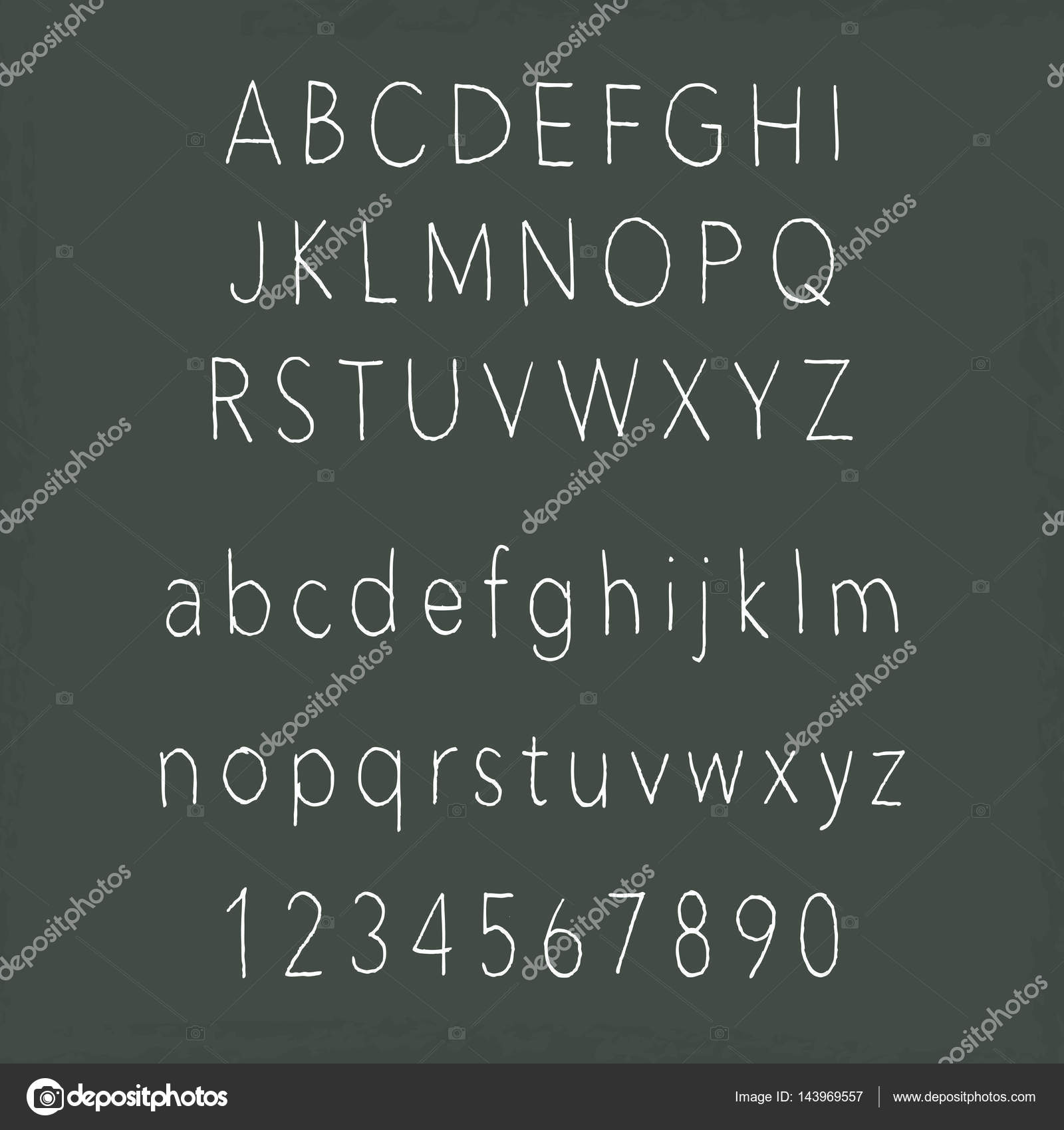 Handwritten alphabets on chalkboard uppercase and lowercase letters