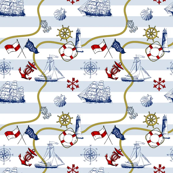 Naadloze patroon van marine strepen — Stockvector