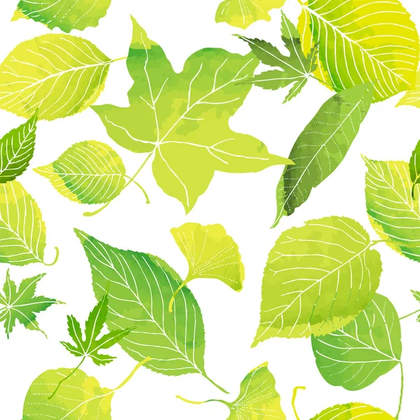 Nahtlose Patern grüner Blätter — Stockvektor