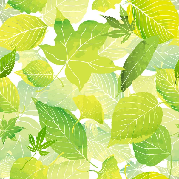Nahtloses Muster grüner Blätter — Stockvektor