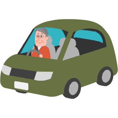elderly driver enjoying driving clipart