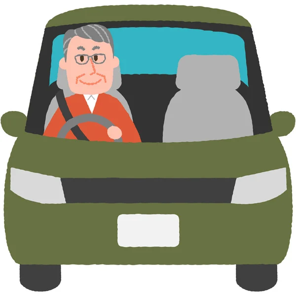 Äldre förare njuter körning — Stock vektor