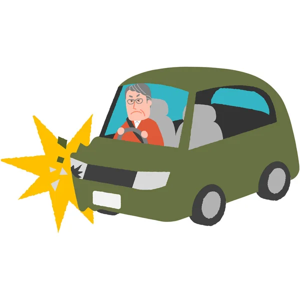 Un accidente de tráfico del conductor de edad avanzada — Archivo Imágenes Vectoriales