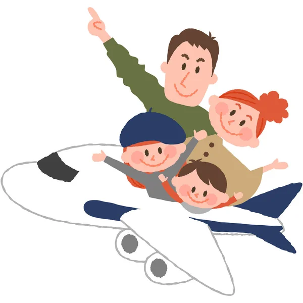 Un feliz viaje en familia — Vector de stock