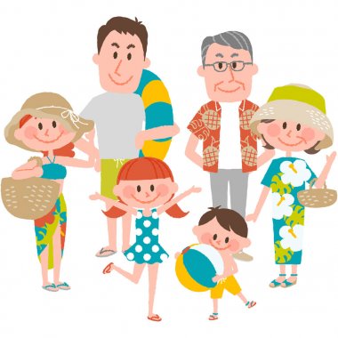 sahil üzerinde bir aile tatili