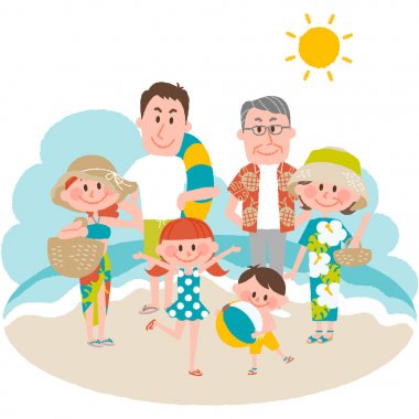 sahil üzerinde bir aile tatili