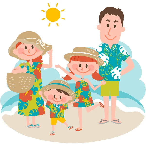 Egy családi nyaralás a tengerparton — Stock Vector