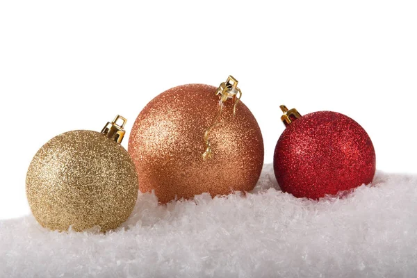 3 つの光沢のあるクリスマス ボール — ストック写真