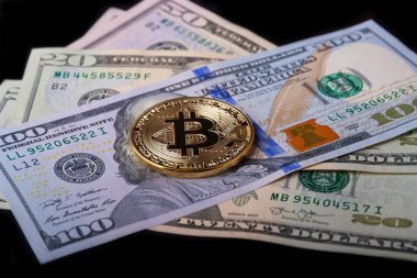 Altın bitcoin dolar faturaları üzerinde