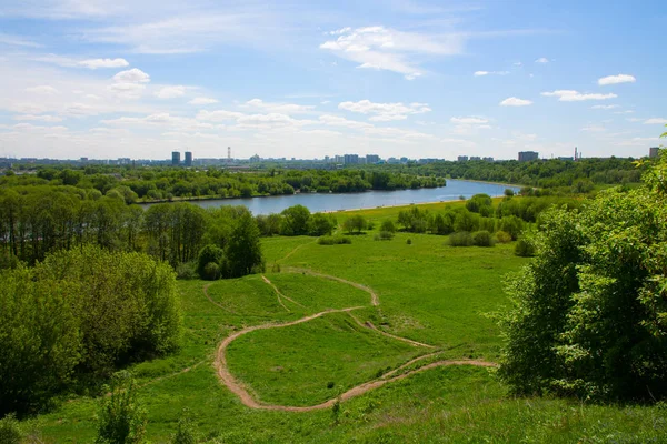 View from hill to Moscow and river — Stock Photo, Image