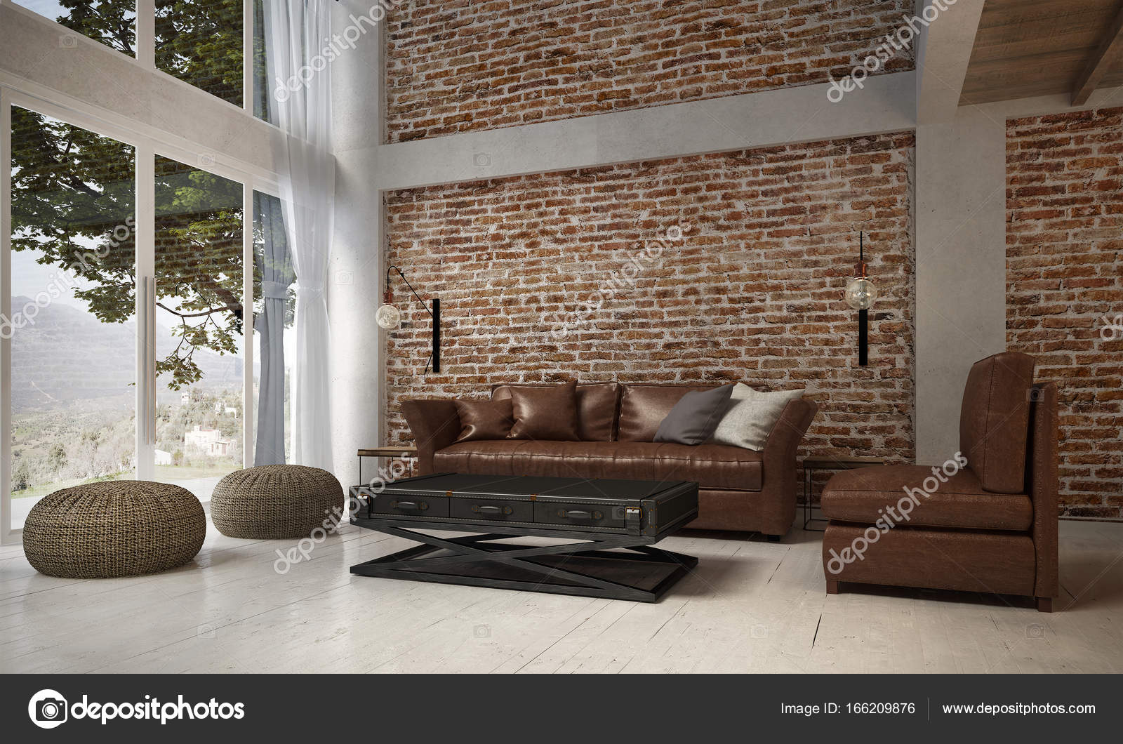 Het interieur van de lounge en de woonkamer en de lederen sofa set ... Het interieur van de lounge en de woonkamer en de lederen sofa set ...