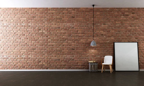 The interior design of minimal living room and red brick wall texture — Stock Photo, Image