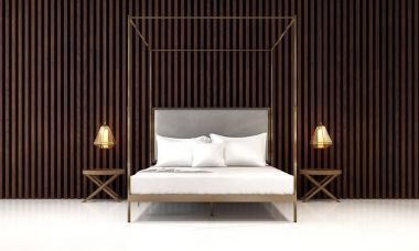 Çatı katında salon ve tuğla duvar doku iç tasarım 