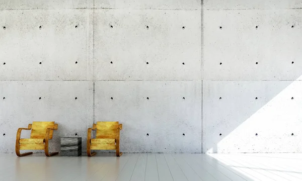 İç tasarım fikri en az oturma odası ve beton duvar arka plan — Stok fotoğraf
