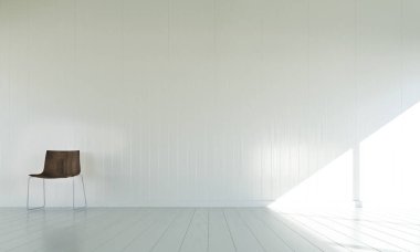 İç tasarım çatı sandalye oturma odası ve beyaz doku duvar arka plan