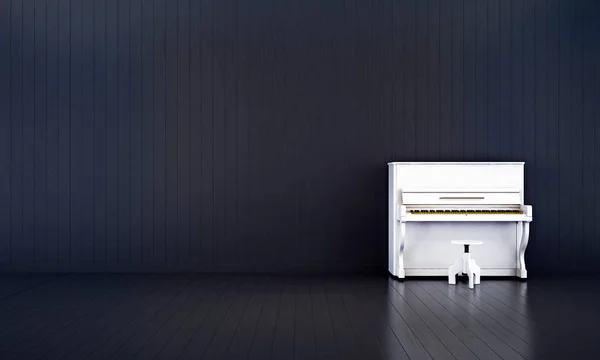 O design de interiores de fundo de piano e parede preta — Fotografia de Stock