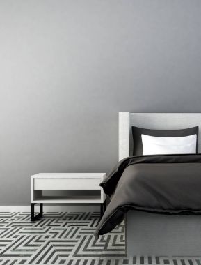 En az lüks yatak odası iç tasarım ve duvar doku