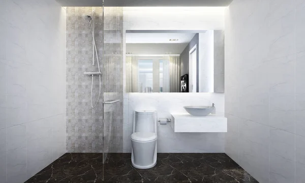 Мінімальний дизайн інтер'єру ванної та туалету — стокове фото