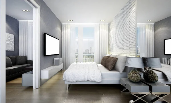 Lüks yatak odası iç tasarım — Stok fotoğraf