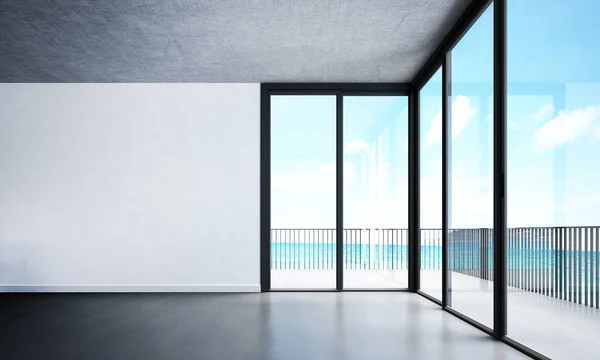 Das Designinterieur eines leeren Lounge-Sesselschlitzzimmers und weißer Wandhintergrund — Stockfoto